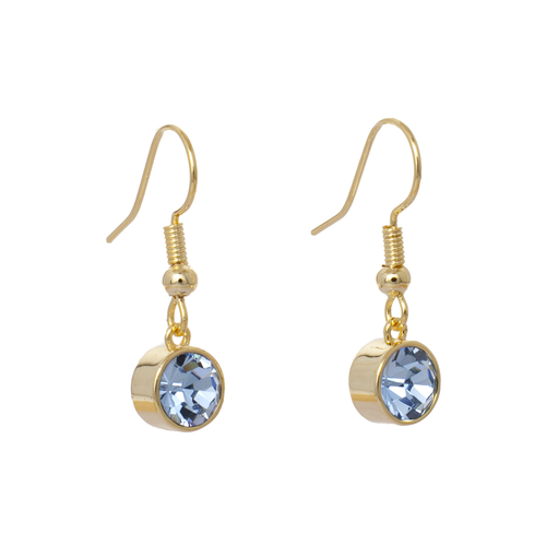 March Aquamarine Drop Earrings, Blue Crystal Birthstone Dangles, Gold or Silver - Picture 13 of 18