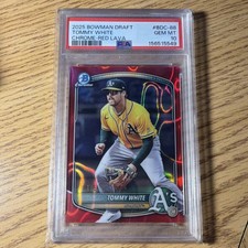 Bowman 2025 Draft Chrome Red Lava Tommy White 1/5 BOOKEND BDC-88 PSA10 Athletics