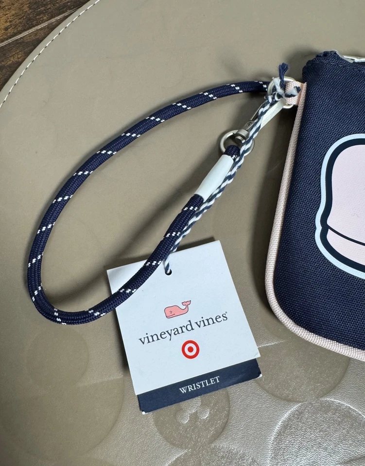 Vineyard Vines for Target Wristlet Pink Whale Navy 7.5x5" Top Zipper Pouch Bag - Image 2 of 4
