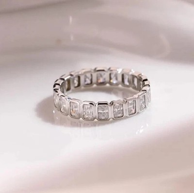 2 TCW Radiant Cut Moissanite Full Eternity Band 14K White Gold Wedding Ring