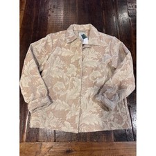 Coldwater Creek Botanical Tapestry Jacket Beige Leaf Jacquard Button Front Small