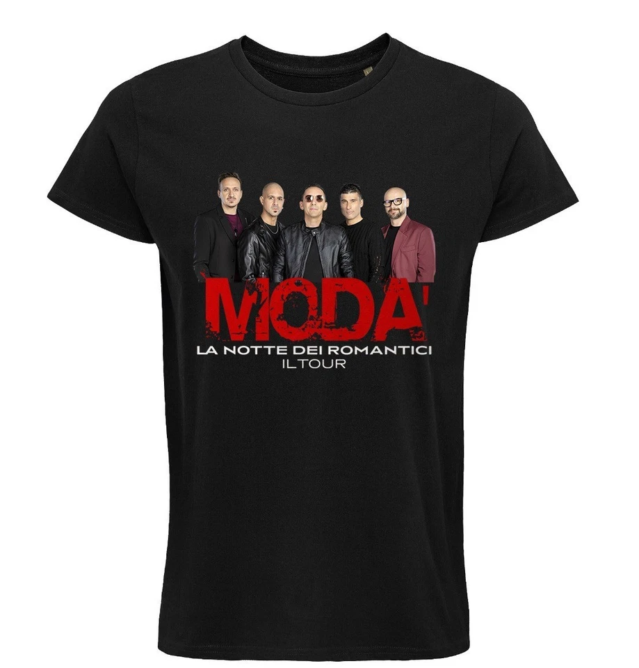T-shirt MODA' la notte dei romantici il tour, Nera/Bianca ,100%cotone, concerti. - Immagine 2 di 4