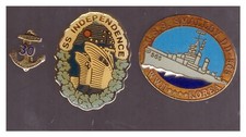 Military ship pins: US NAvy Federal Sercid 30yrs; SS Independance; USS Smalley