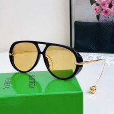 New Bottega Veneta BV1273 Unisex Women's Sunglasses Black Frame Yellow Lens 63mm