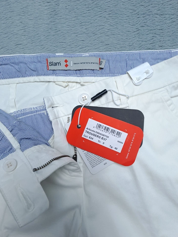 Slam Jeans Women's Cotton Zip Button Bottom Sz 40 White - Immagine 4 di 4