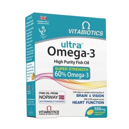 Huile de poisson ULTRA OMÉGA-3, 60 gélules. - Photo 1/1