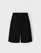 Pleasures LUCKY STUDDED JORTS Black Size 32