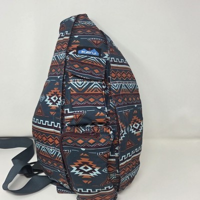 KAVU Original Rope Crossbody/Sling/Backpack  Vibrant Teal With Aztec Print