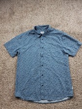 Jack O'Neill Shirt Mens Large Blue Floral Print Short Sleeve Button Up