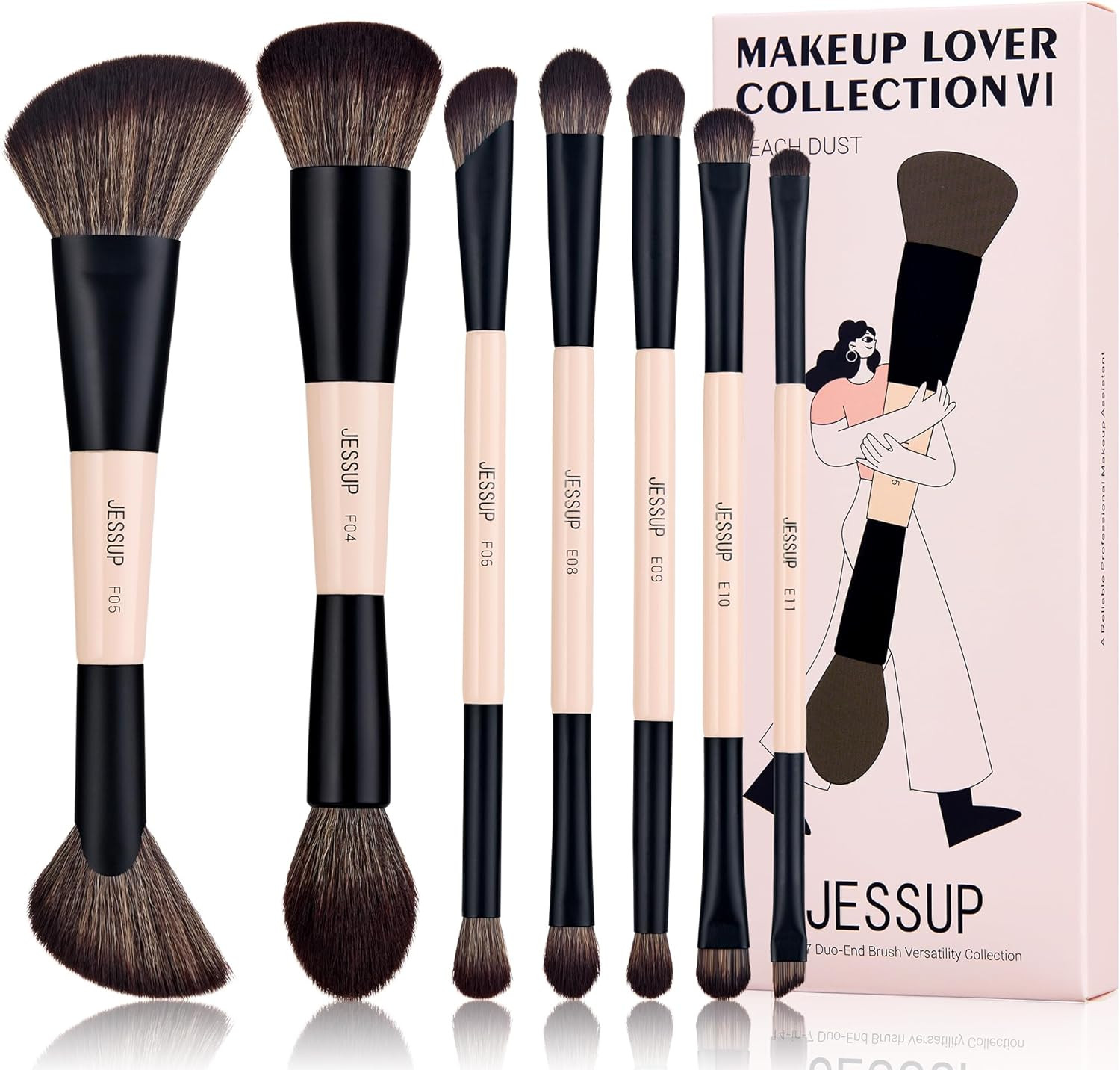 Collezione Pennelli Trucco Alta Precisione 14 in 7 - Doppia Punta
