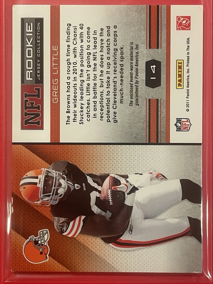 2011 Panini Absolute Memorabilia Greg Little NFL Rookie Jersey Collection RC #14 - Image 2 of 2