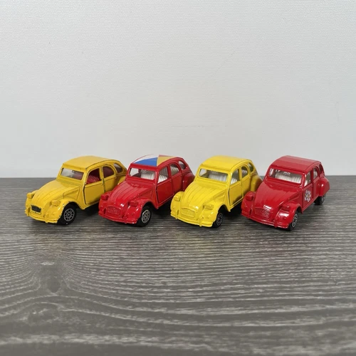 4 x Corgi Citroen 2CV6 Vintage | Red & Yellow | For Your Eyes Only 007 / Flower