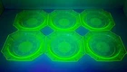 6 Hocking Princess 6” Green Uranium Depression Glass side Plates