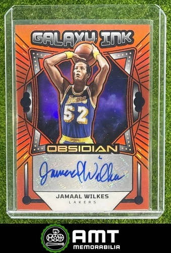 Jamaal Wilkes Auto 2024-25 Panini Obsidian 89/99 Galaxy Orange Flood Lakers