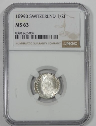 1899-B Switzerland Silver Half Franc CERTIFIED NGC MS 63
