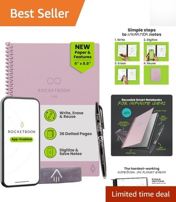 Rocketbook Core Pink Smart Notebook with Dot Grid - Perfect for Work & School