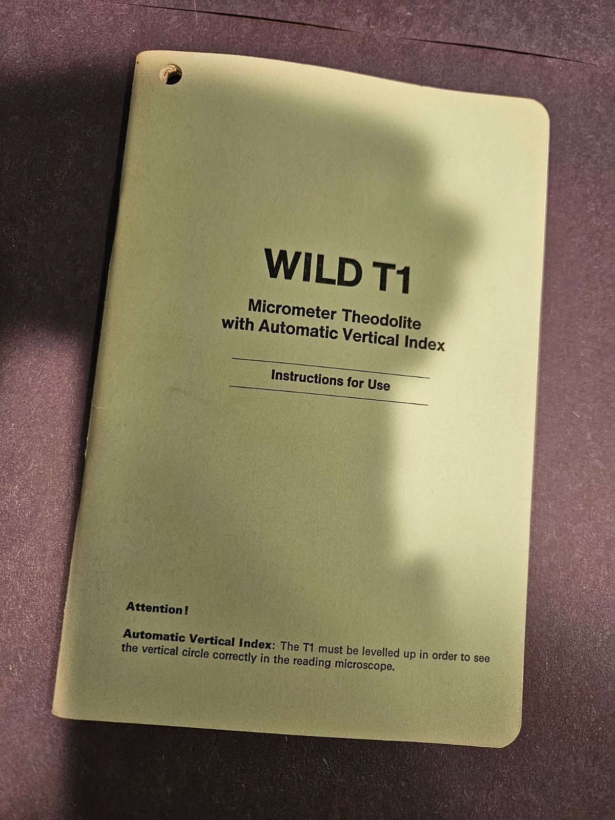 WILD HEERBRUGG T1 USERS MANUAL FOR OPTICAL THEODOLITE, SURVEYING, OPERATORS