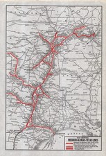 1924 Antique MKT Railroad Map Missouri Kansas Texas Lines Railroad Map 2690