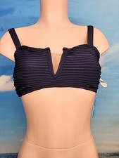 NWT Cupshe One Piece Bikini  Top Medium Textured Blue.