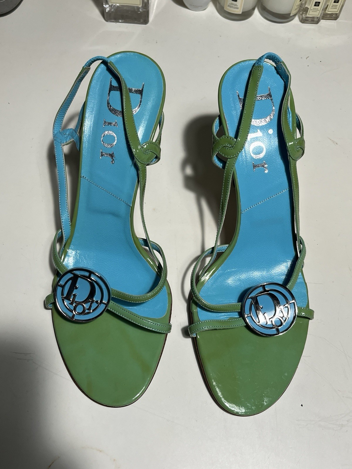 Dior Heel Sandals Size 39 Vintage Blue Green