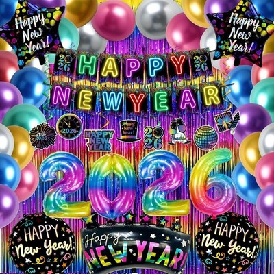 Happy New Year Decorations Happy New Year 2026 New Years Eve Party Supplies 2026