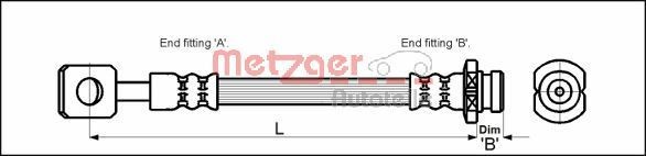 Original METZGER Brake Hose 4110602 for Chevrolet Daewoo