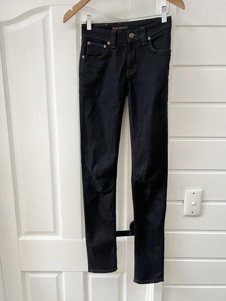 NUDIE Dark Blue Denim Organic Cotton Low Rise Skinny Leg Jeans - W 24 L 32