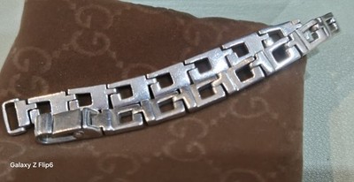 Vintage Gucci Silber Armband, Geometrisch G. Extrem Selten.