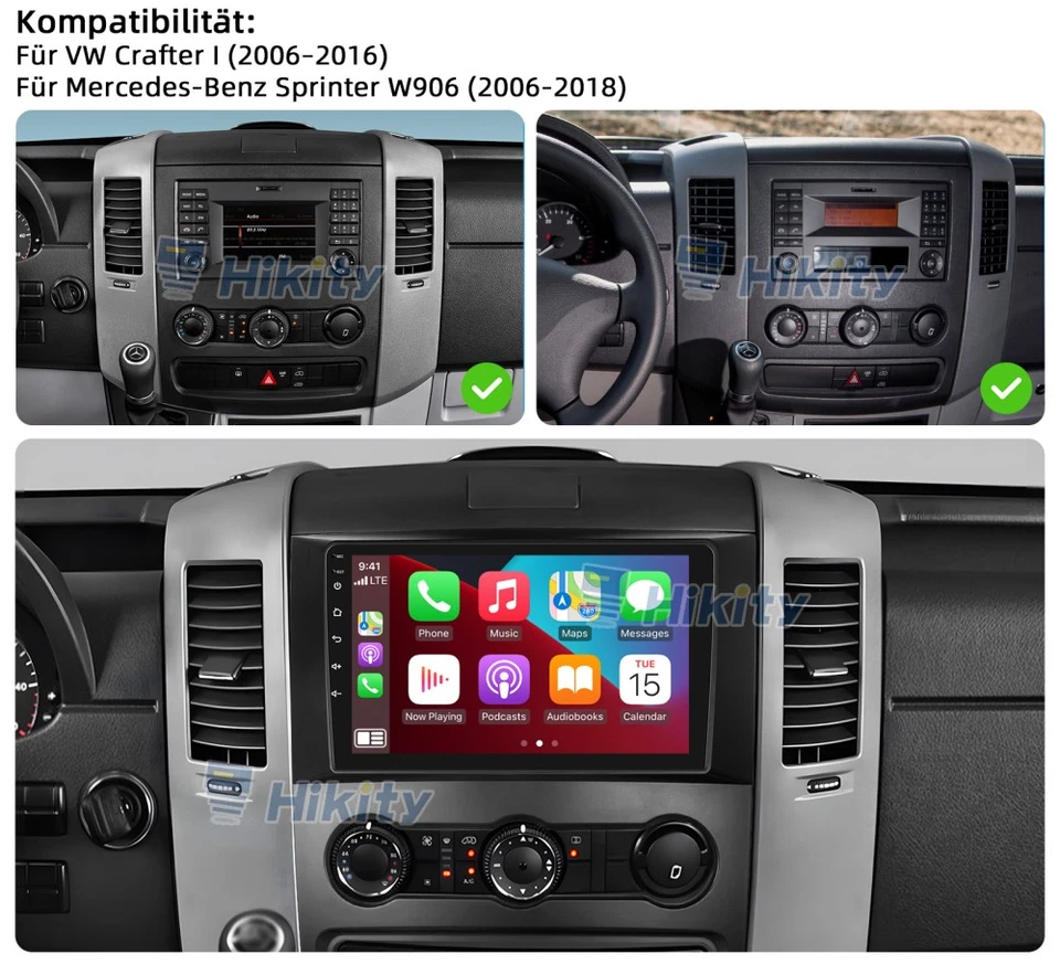 4+64GB Android 15 Autoradio Carplay Navi DAB+ BT Für Mercedes Benz Sprinter W906 - Bild 2 von 4