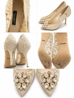 Dolce & Gabbana Taormina Lace Crystal Embellished Pumps Size 39