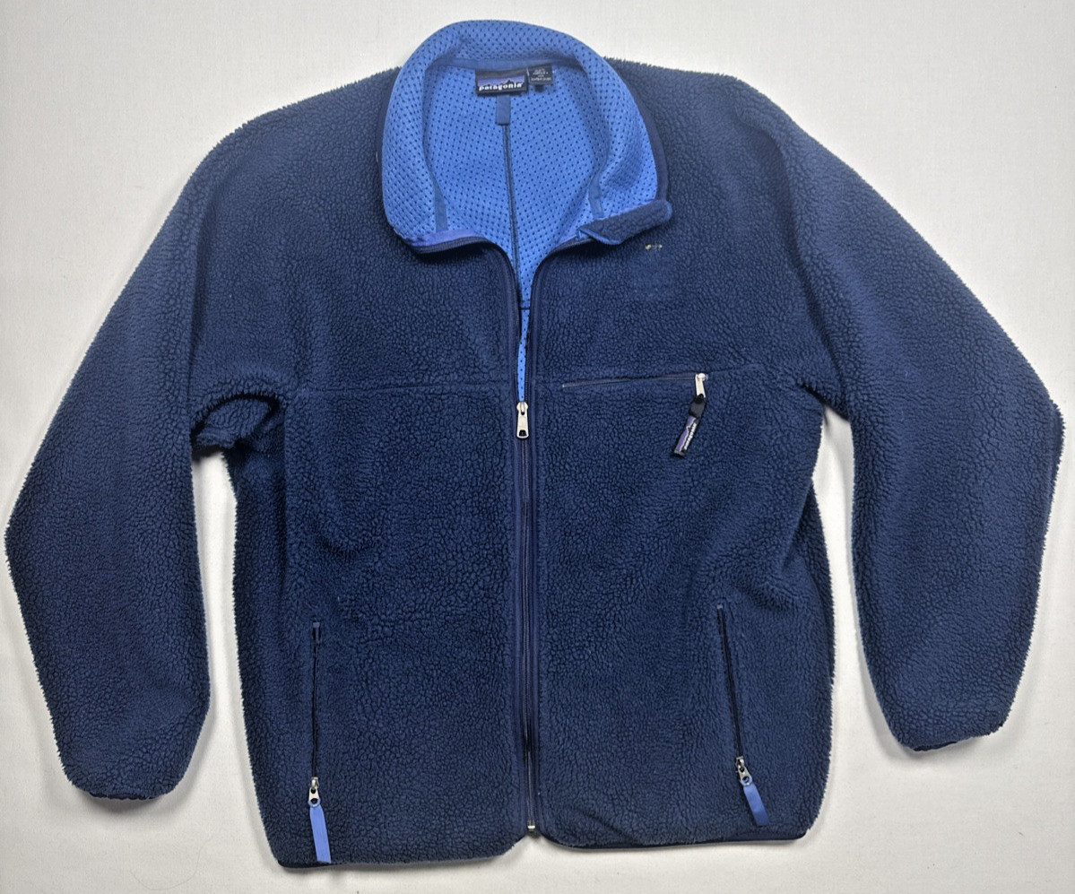 Patagonia Navy Retro Deep Pile Fleece Sherpa Jacket Men’s Size XXL USA Made 2XL