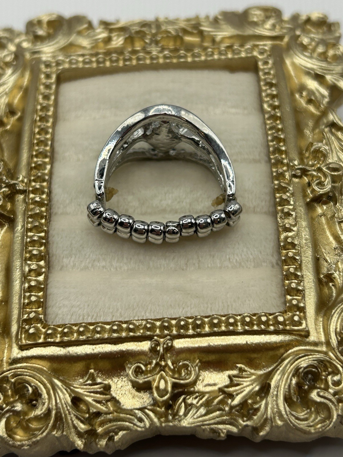 Statement Silver Tone Black Stone Ring Size 9 Fas… - image 5