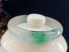 Certified Natural Grade AAA Ice Burmese Green Jade jadeite bracelet 53MM7208