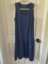 Lands' End Womens Tiered Midi Dress Size S Blue Sleeveless