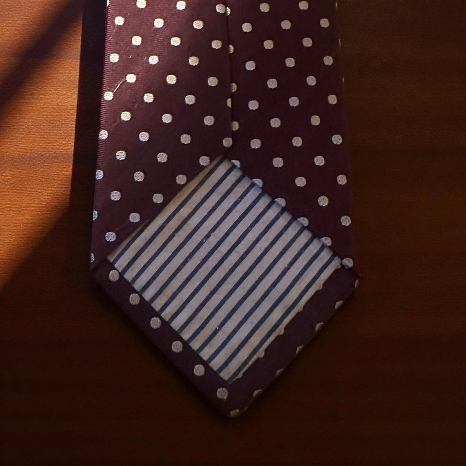 Corbata Alexander Julian Seda Borgoña Lunares Patrón Clásico 56x31/4 Ropa de Hombre Foto 4 de 4