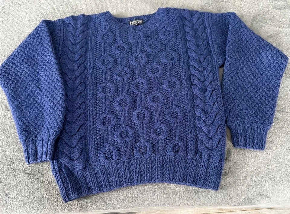 Suéter grueso tejido con cable azul marino mediano Lands' End para mujer tejido pesado Foto 4 de 4