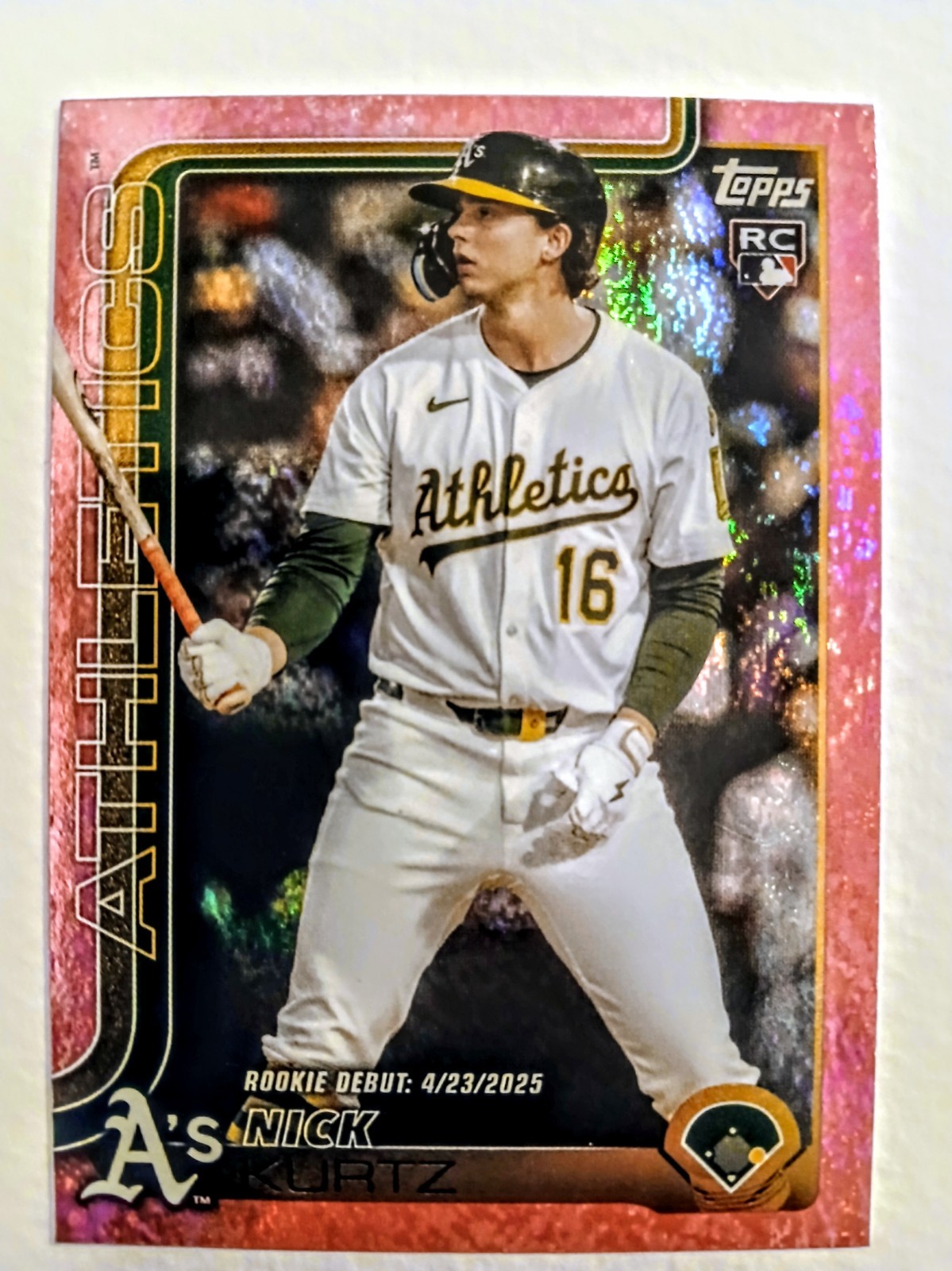 2025 Topps Update Pink Holo Foil Nick Kurtz RC Oakland Athletics #US197