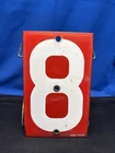 Vintage Porcelain Enamel Industrial Number 8 Sign American Valve Enameling 8x5