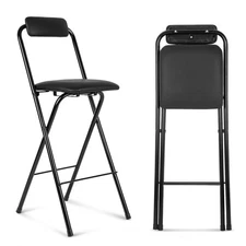 1 Pcs Folding Bar Stool with Backrest, Tall Foldable Stool Chair Portable Hig...
