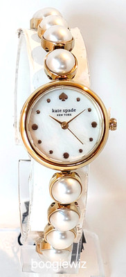 KATE SPADE LADIES BEAUTIFUL, GOLDTONE,  PEARL BAND  MONROE WATCH,   KSW1687, NIB