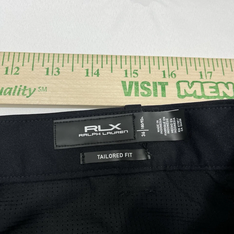 "Pantalones cortos de golf RLX Ralph Lauren para hombre ajuste a medida rendimiento, negros, talla 36x9""" Foto 3 de 4