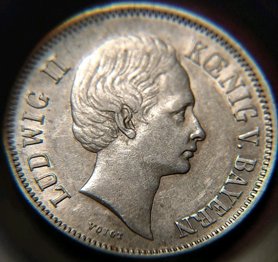 4665) Bayern Ludwig 1/2 Gulden 1865 in VZ+ / UNC - Bild 2 von 4
