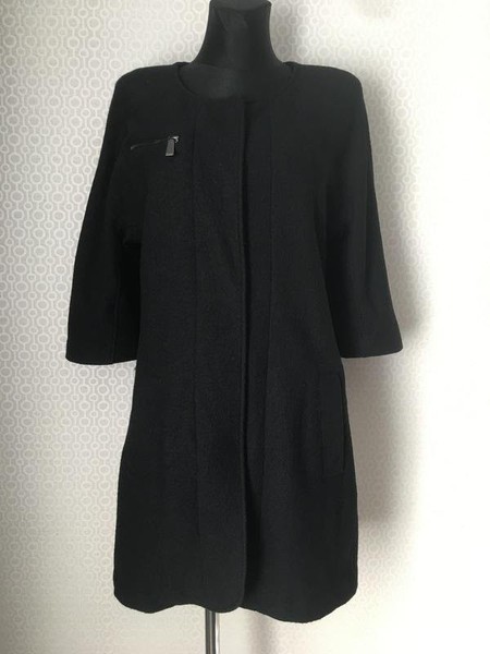 Women Pinko Coat Black Wool 34