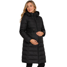 Maternity Black Lightweight Padded Midi Length Coat. ( Size XL )