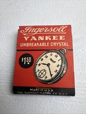 Ingersoll Yankee Pocket Watch Rist Arch Watch Vintage 1950  s Matchbook Full