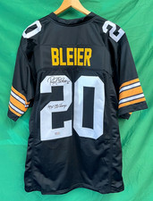 Camiseta deportiva firmada por Rocky Bleier de los Steelers personalizada de la NFL inscripción 4x SB CHAMPS Tristar