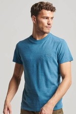 Superdry Mens T-Shirt  Vintage Logo Embroidery Alaskan Blue Marl Orange Label