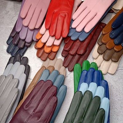 Women's Real Leather Gloves Genuine Lambskin Sheepskin Winter Warm Soft Lined