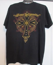 Vintage Planet Hollywood New York Black 2 Sided Graphic T-Shirt Size Large L