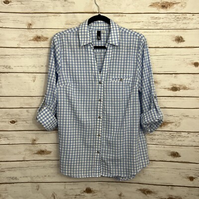 KUT from Kloth Feena Button Down Textured Plaid Blouse Medium 